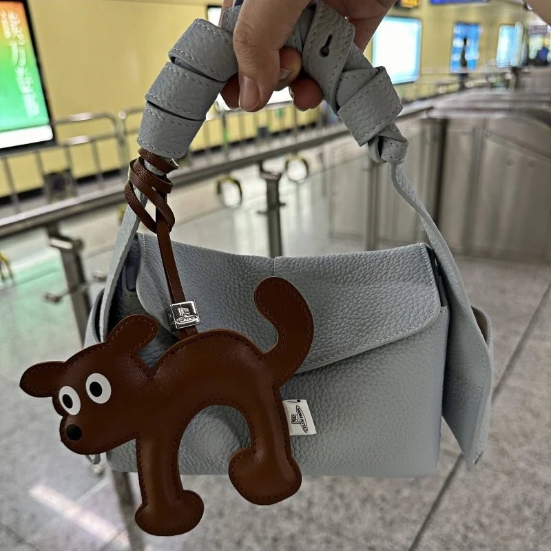 Leather Bag Charm – Playful Orange Cat Keychain Doll for Couples and Festive Gifting - shewearing