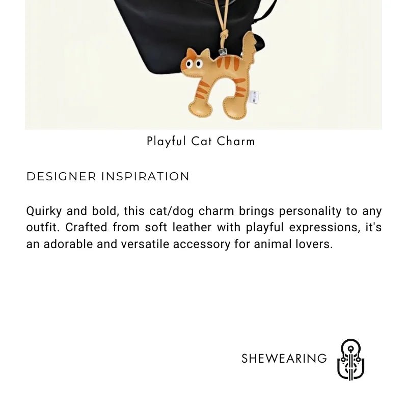 Leather Bag Charm – Playful Orange Cat Keychain Doll for Couples and Festive Gifting - shewearing