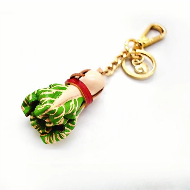 Leather Cabbage Charm – Fun Vegetable Bag Accessory, Full - Grain Cowhide, Keychain and Bookmark, Creative Design for Everyday Use - shewearing