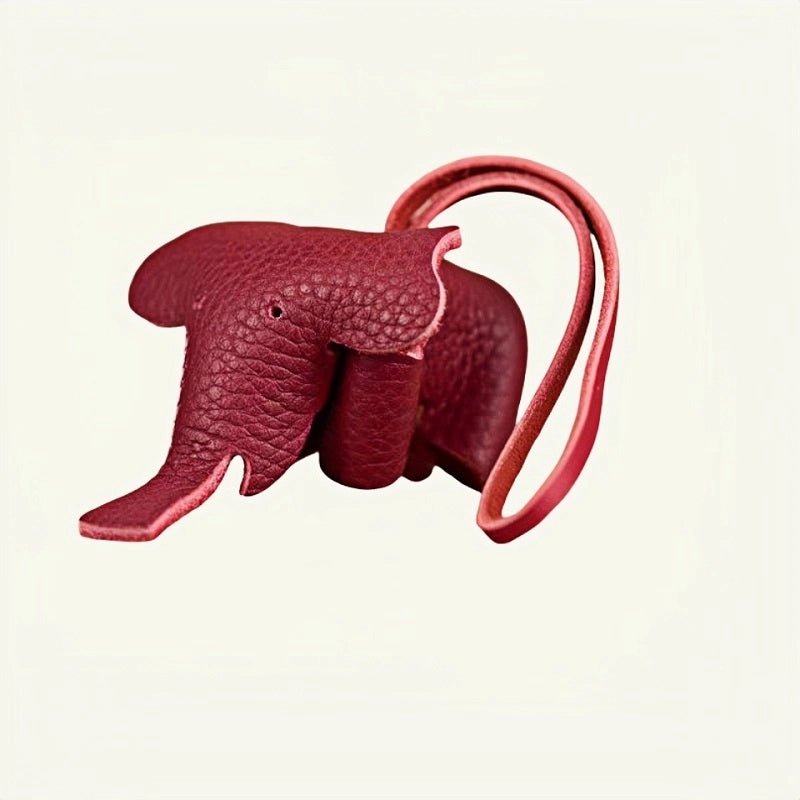 Leather Elephant Charm – Handcrafted Full - Grain Cowhide Accessory for Bags & Keys, Minimalist & Sophisticated Gift - shewearing