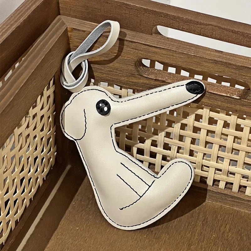 Long - Nosed Dog Leather Bag Charm - Whimsical Pet Keychain Accessory for Animal Lovers - shewearing