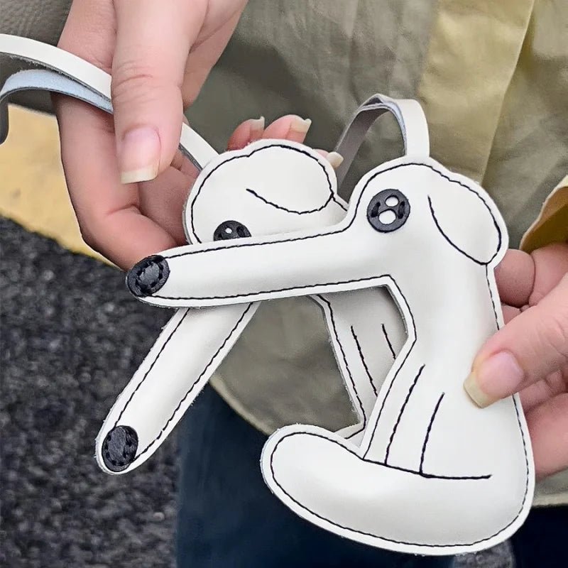 Long - Nosed Dog Leather Bag Charm - Whimsical Pet Keychain Accessory for Animal Lovers - shewearing