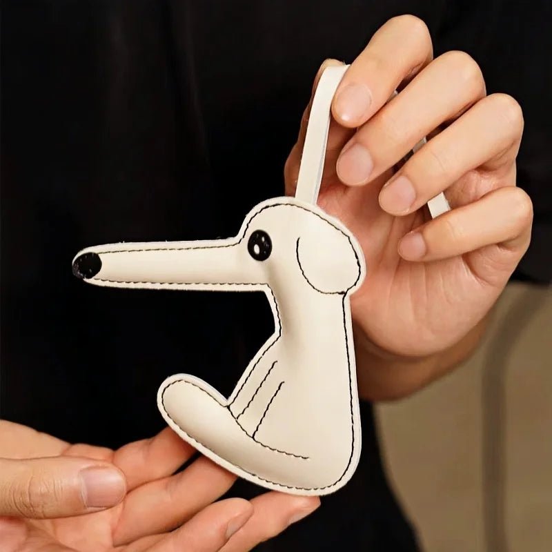 Long - Nosed Dog Leather Bag Charm - Whimsical Pet Keychain Accessory for Animal Lovers - shewearing