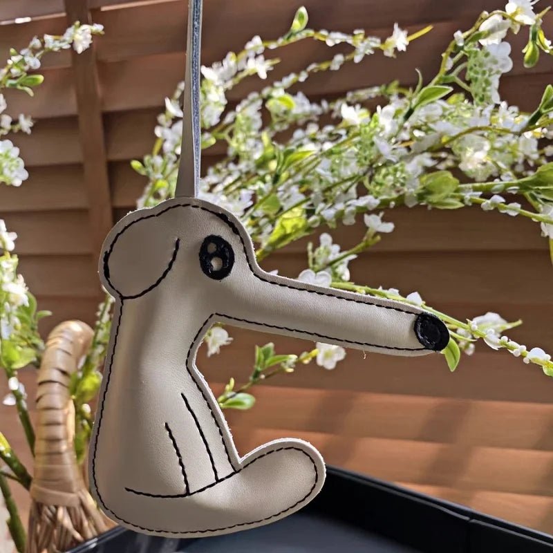 Long - Nosed Dog Leather Bag Charm - Whimsical Pet Keychain Accessory for Animal Lovers - shewearing