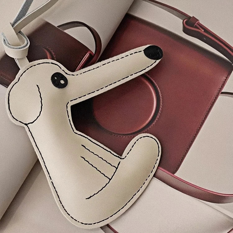 Long - Nosed Dog Leather Bag Charm - Whimsical Pet Keychain Accessory for Animal Lovers - shewearing