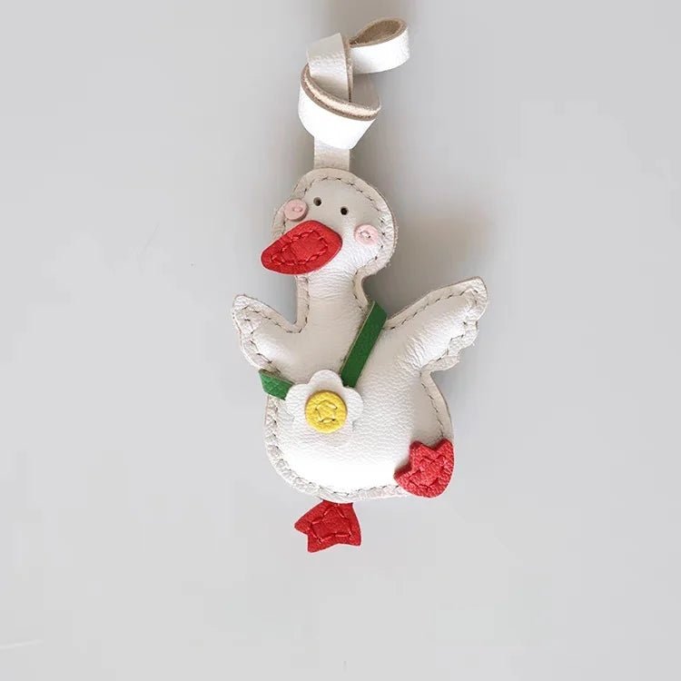 Lucky Duck Leather Bag Charm – Handcrafted Genuine Leather Pendant | Cute Car Accessory | Cheer - Up Gift for Friends - shewearing