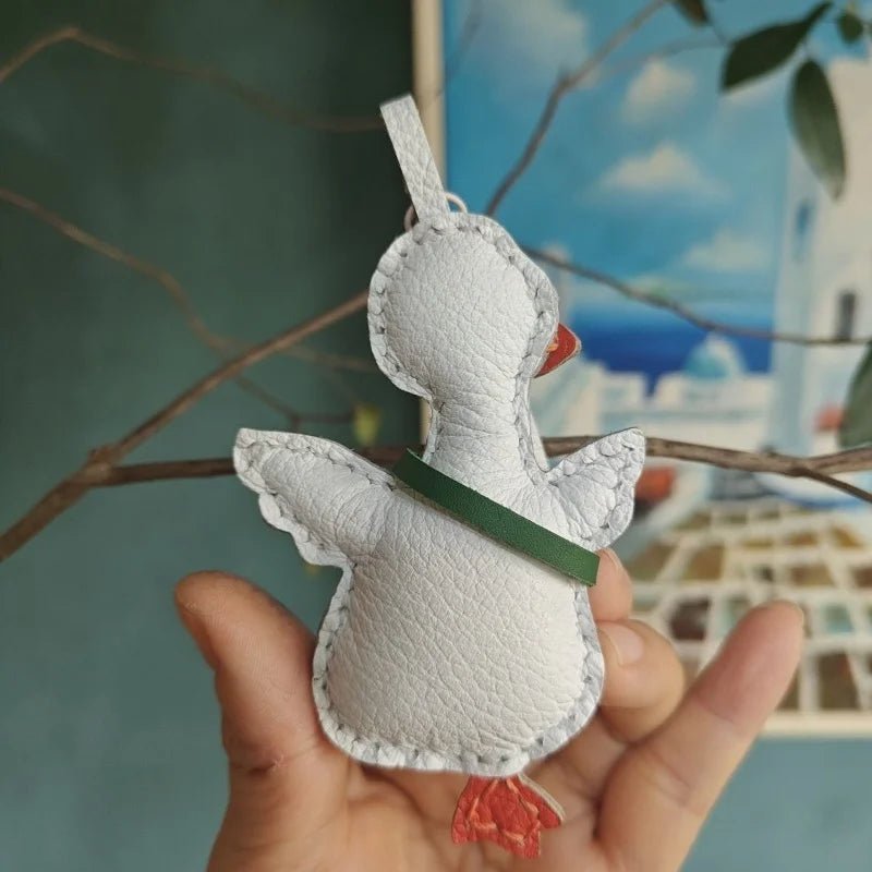 Lucky Duck Leather Bag Charm – Handcrafted Genuine Leather Pendant | Cute Car Accessory | Cheer - Up Gift for Friends - shewearing
