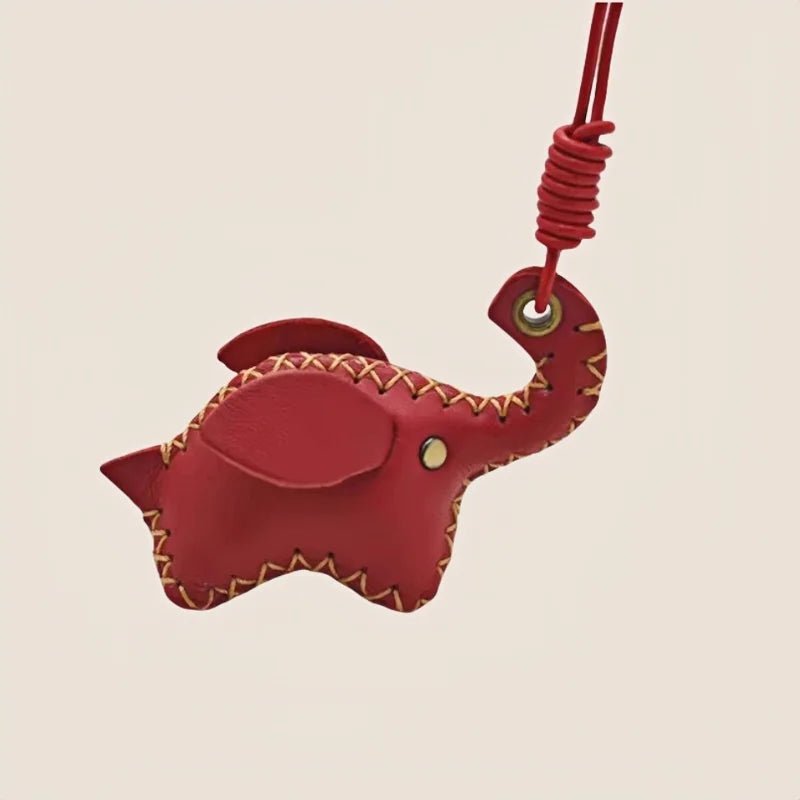 Lucky Elephant Leather Charm – Handmade Full - Grain Leather Bag Pendant | Symbol of Strength & Good Fortune | Keychain & Handbag Accessory - shewearing