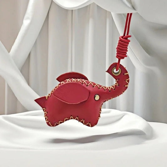 Lucky Elephant Leather Charm – Handmade Full - Grain Leather Bag Pendant | Symbol of Strength & Good Fortune | Keychain & Handbag Accessory - shewearing