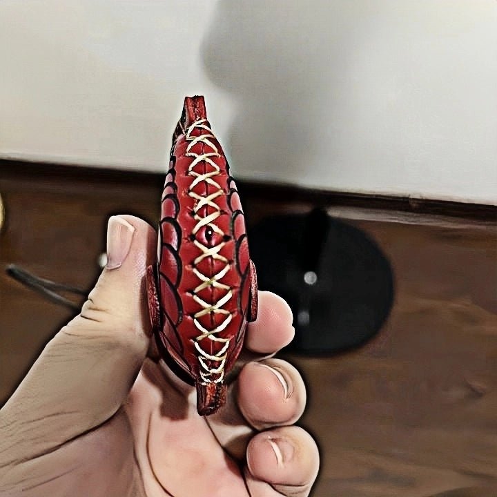 Lucky Koi Fish Bag Charm – Genuine Leather Key Accessory, Handmade Red Leather Charm for Bags, Keys, or Holiday Gifts - shewearing