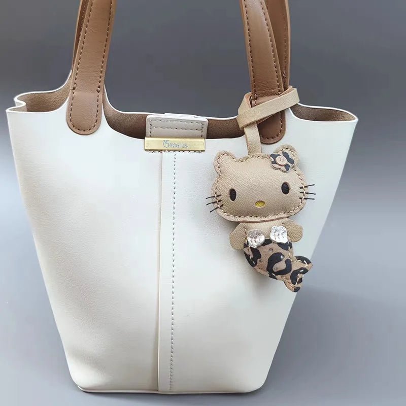 Mermaid Cat Leather Bag Charm – Handmade Genuine Leather Keychain | Cute Mermaid Pendant for Backpack, Purse & Car | Multi - Color Options for Girls - shewearing