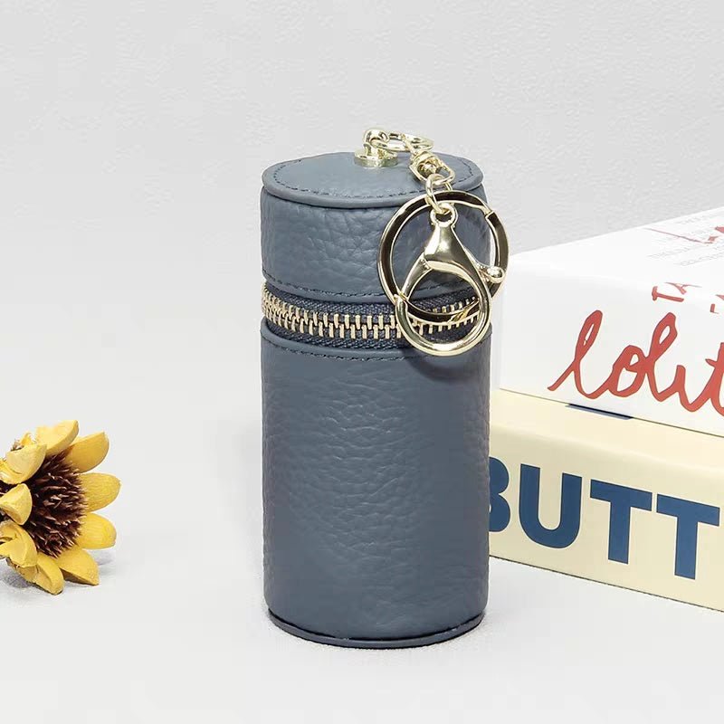 Mini Leather Lipstick & Storage Bag Charm – Handmade Top - Grain Leather Keychain | Multifunctional Coin, Earphone, & Small Accessories Holder - shewearing