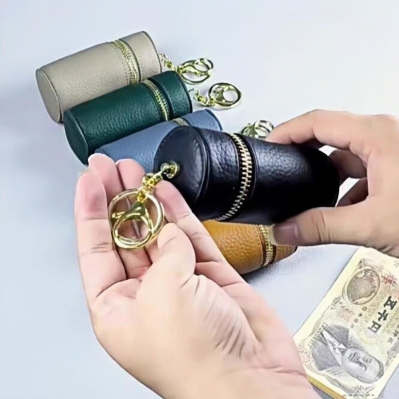 Mini Leather Lipstick & Storage Bag Charm – Handmade Top - Grain Leather Keychain | Multifunctional Coin, Earphone, & Small Accessories Holder - shewearing