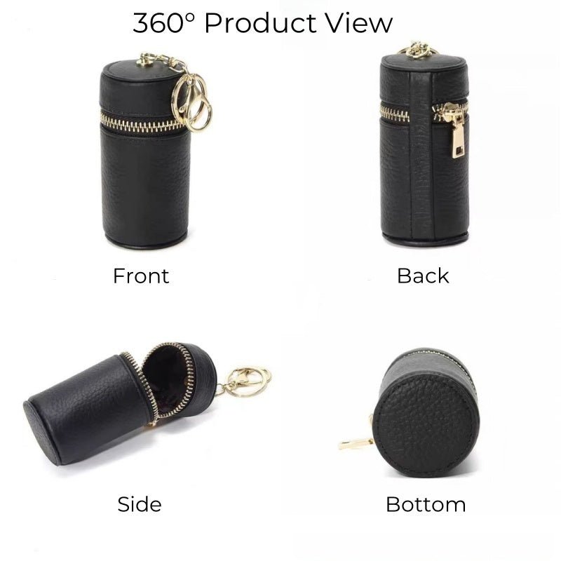 Mini Leather Lipstick & Storage Bag Charm – Handmade Top - Grain Leather Keychain | Multifunctional Coin, Earphone, & Small Accessories Holder - shewearing