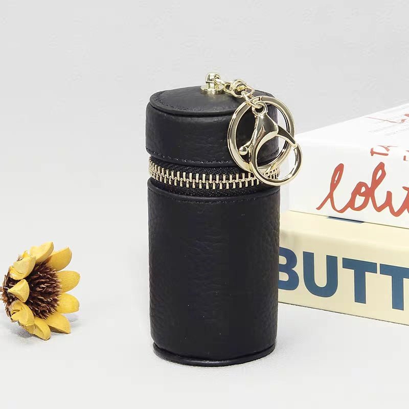 Mini Leather Lipstick & Storage Bag Charm – Handmade Top - Grain Leather Keychain | Multifunctional Coin, Earphone, & Small Accessories Holder - shewearing