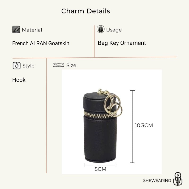 Mini Leather Lipstick & Storage Bag Charm – Handmade Top - Grain Leather Keychain | Multifunctional Coin, Earphone, & Small Accessories Holder - shewearing