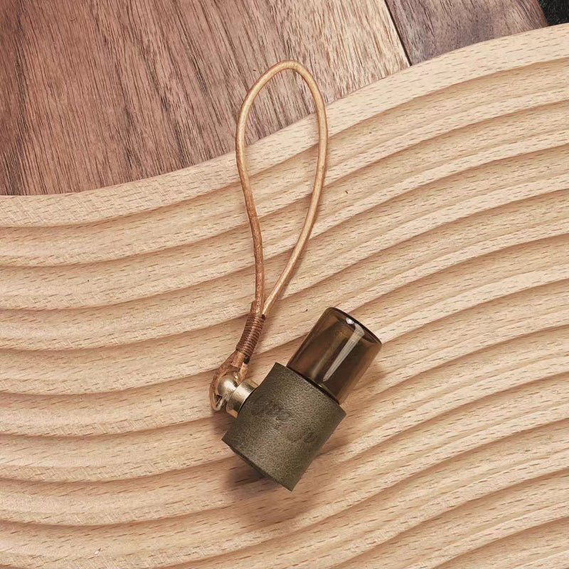 Minimalist Refillable Perfume Bottle Charm – Handcrafted Leather Aroma Pendant | Essential Oil Roller Keychain | Mosquito Repellent Bag Accessory - shewearing