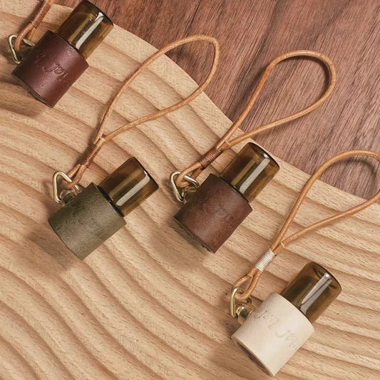 Minimalist Refillable Perfume Bottle Charm – Handcrafted Leather Aroma Pendant | Essential Oil Roller Keychain | Mosquito Repellent Bag Accessory - shewearing