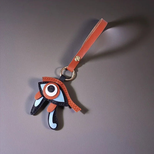 Mystic Eye of Horus Leather Bag Charm – Handmade Full - Grain Goatskin Keychain | Egyptian Protection Talisman | Lucky Pendant for Handbags - shewearing
