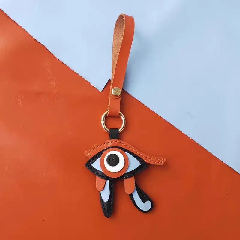 Mystic Eye of Horus Leather Bag Charm – Handmade Full - Grain Goatskin Keychain | Egyptian Protection Talisman | Lucky Pendant for Handbags - shewearing