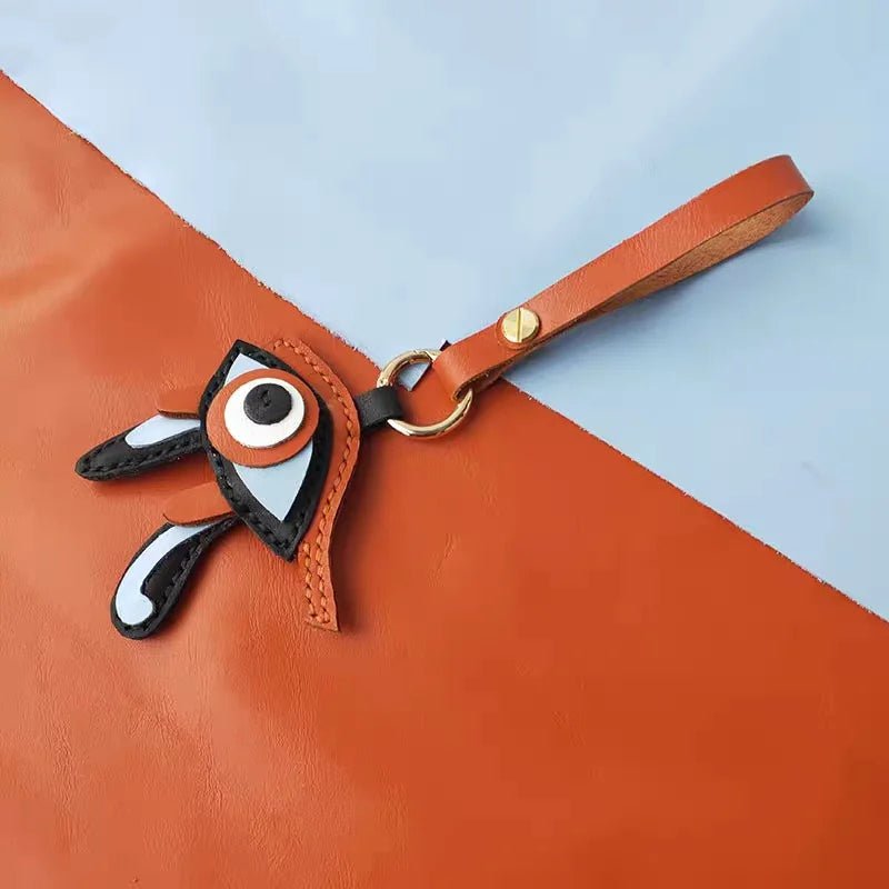 Mystic Eye of Horus Leather Bag Charm – Handmade Full - Grain Goatskin Keychain | Egyptian Protection Talisman | Lucky Pendant for Handbags - shewearing