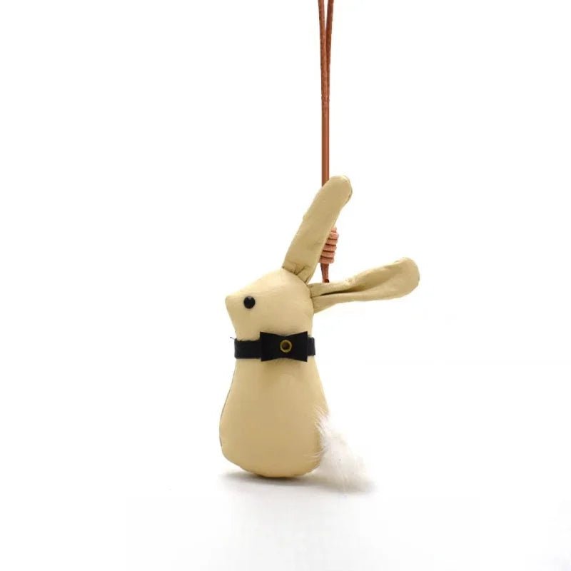 Nordic Bunny Leather Bag Charm – Handmade Full - Grain Leather Keychain | Whimsical Rabbit Pendant | Backpack & Handbag Decoration - shewearing
