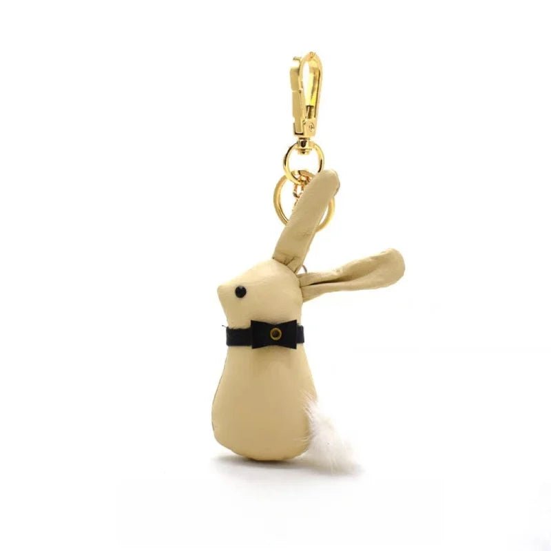 Nordic Bunny Leather Bag Charm – Handmade Full - Grain Leather Keychain | Whimsical Rabbit Pendant | Backpack & Handbag Decoration - shewearing