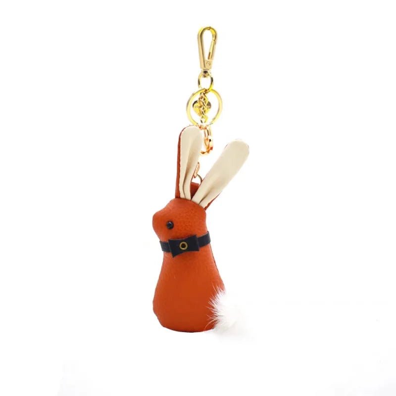Nordic Bunny Leather Bag Charm – Handmade Full - Grain Leather Keychain | Whimsical Rabbit Pendant | Backpack & Handbag Decoration - shewearing