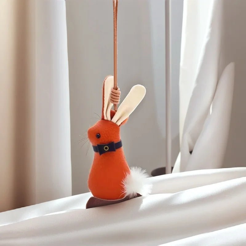 Nordic Bunny Leather Bag Charm – Handmade Full - Grain Leather Keychain | Whimsical Rabbit Pendant | Backpack & Handbag Decoration - shewearing