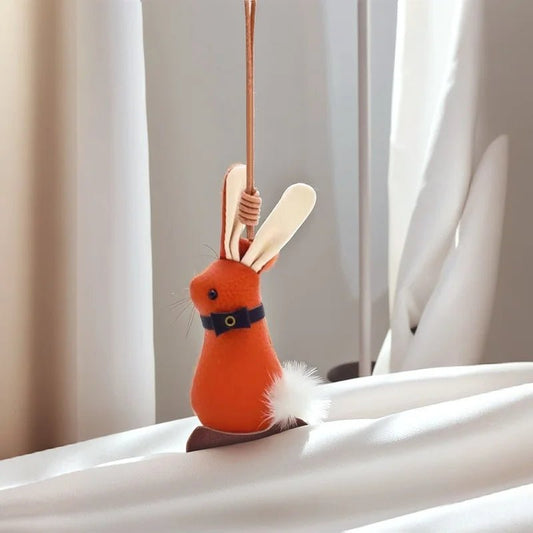 Nordic Bunny Leather Bag Charm – Handmade Full - Grain Leather Keychain | Whimsical Rabbit Pendant | Backpack & Handbag Decoration - shewearing