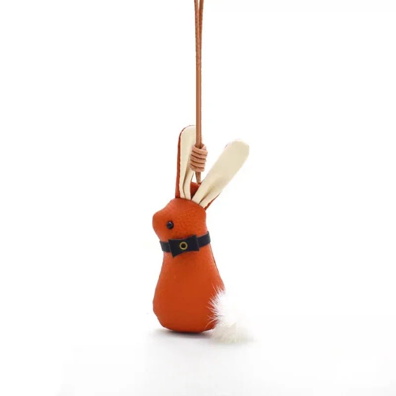 Nordic Bunny Leather Bag Charm – Handmade Full - Grain Leather Keychain | Whimsical Rabbit Pendant | Backpack & Handbag Decoration - shewearing