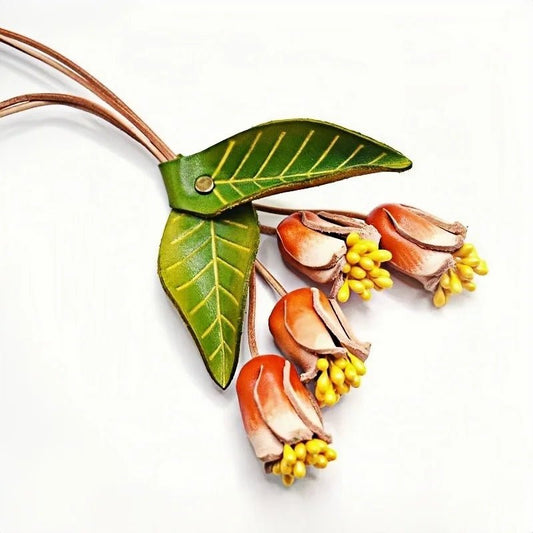 Nordic Floral Garden Leather Charm – Full - Grain Cowhide Handmade Accessory for Bags and Gifts, Blooming Style Elegance - shewearing