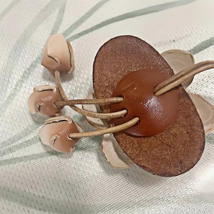 Nordic Floral Garden Leather Charm – Full - Grain Cowhide Handmade Accessory for Bags and Gifts, Blooming Style Elegance - shewearing