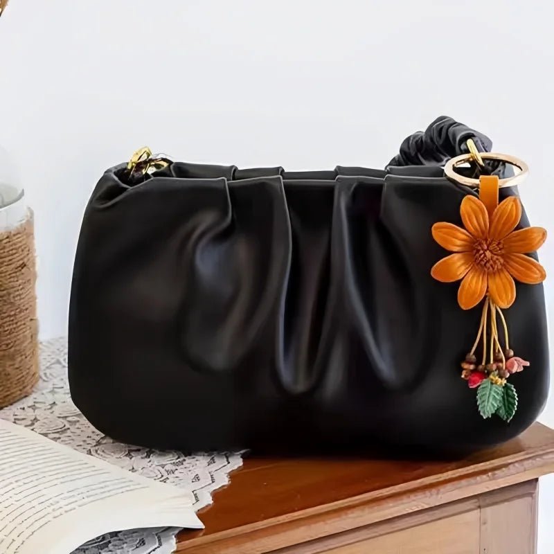 Nordic - Inspired Genuine Leather Floral Bag Charm – Retro Handmade Flower Keychain Pendant for Women | Creative Gift Accessory - shewearing