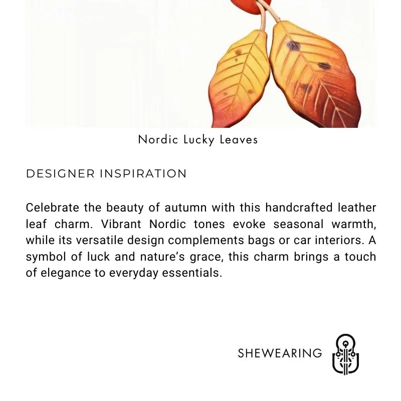 Nordic Lucky Leaves Leather Charm – Handcrafted Genuine Cowhide Leaf Bag Charm, Car Ornament, and Bookmark Accessory - shewearing