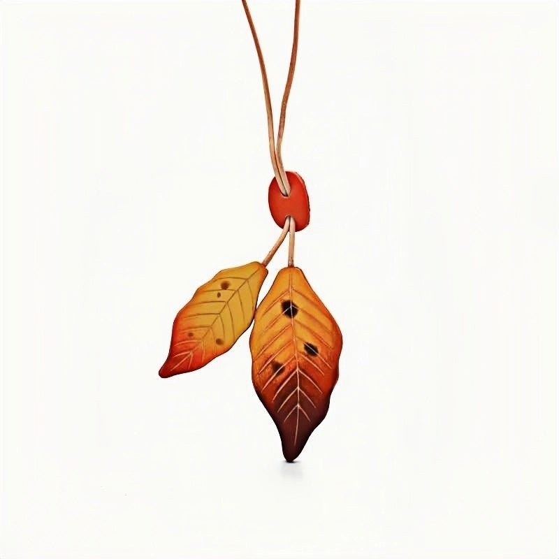 Nordic Lucky Leaves Leather Charm – Handcrafted Genuine Cowhide Leaf Bag Charm, Car Ornament, and Bookmark Accessory - shewearing