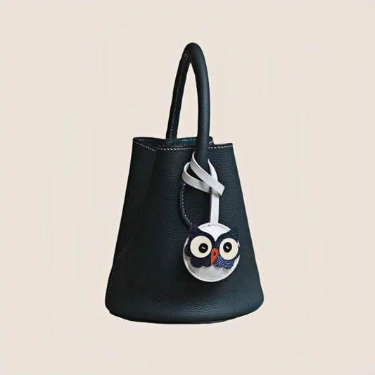 Nordic Owl Leather Bag Charm – Handmade Full - Grain Leather Keychain | Symbol of Wisdom & Protection | Backpack & Handbag Pendant - shewearing