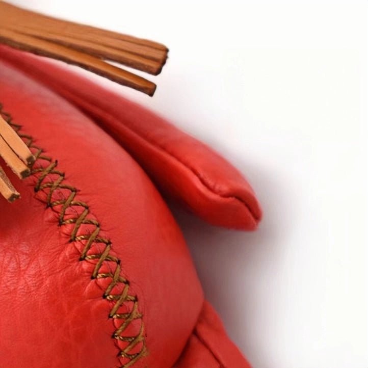 Nordic Red Rabbit Bag Charm – Handcrafted Full - Grain Leather Keychain, Playful Bunny Doll Accessory, Creative Scandinavian Design, Premium Cowhide Gift - shewearing