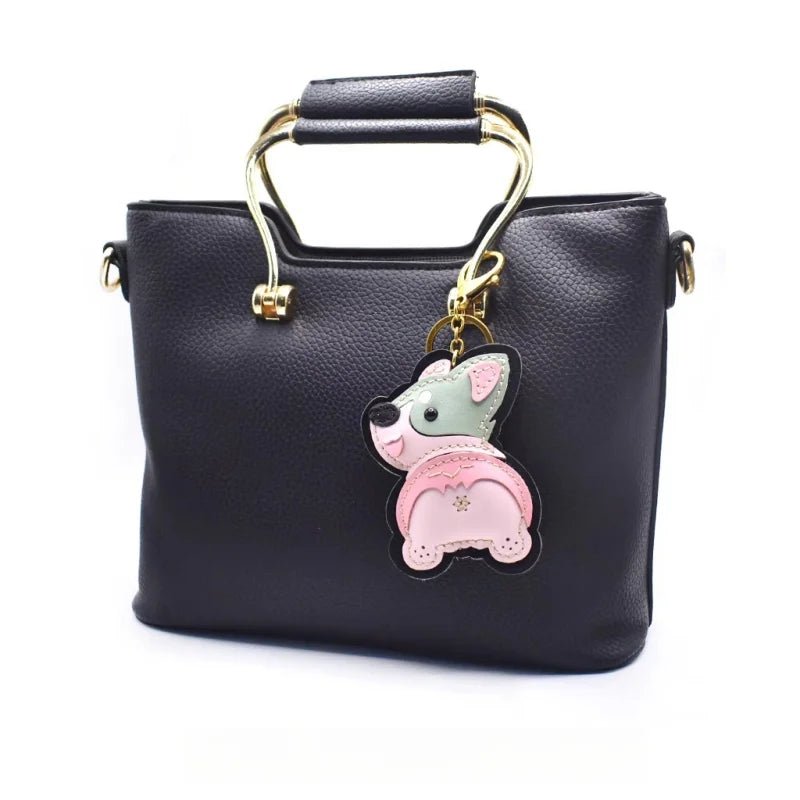 Nordic - Style Corgi Leather Bag Charm – Handmade Full - Grain Cowhide Puppy Keychain | Car Pendant & Trendy Bookmark | Cute Zodiac Dog Accessory - shewearing