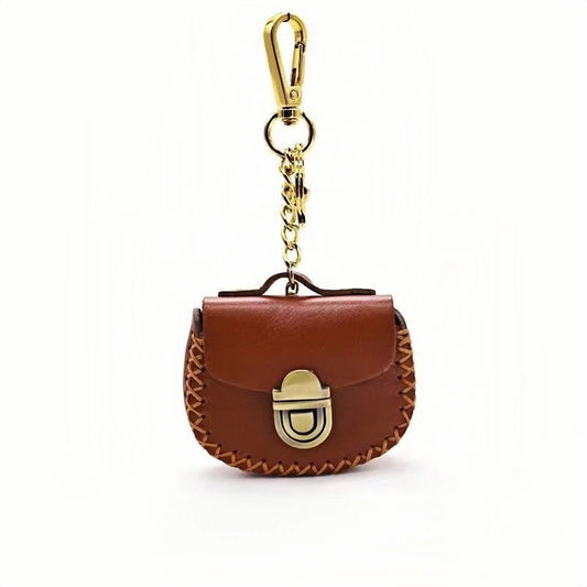Nordic - Style Genuine Leather Earphone Case – Handmade Top - Grain Cowhide Bag Charm for AirPods or Coins, Creative and Minimalist Accessory - shewearing