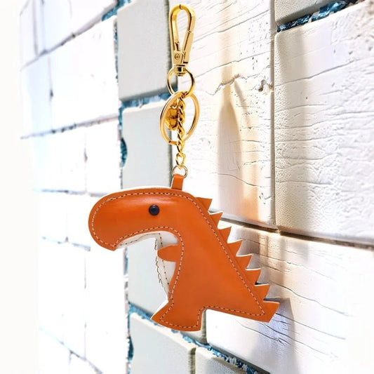 Nordic - Style Lucky Dino Leather Bag Charm – Handmade Full - Grain Leather Keychain | Year of the Dragon Zodiac Charm | Bookmark & Handbag Pendant - shewearing