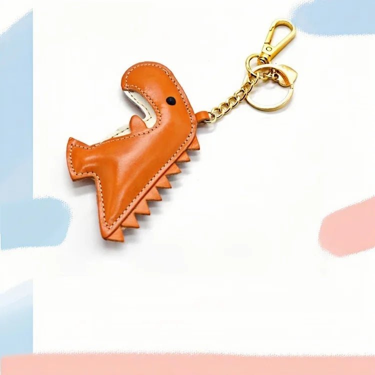 Nordic - Style Lucky Dino Leather Bag Charm – Handmade Full - Grain Leather Keychain | Year of the Dragon Zodiac Charm | Bookmark & Handbag Pendant - shewearing