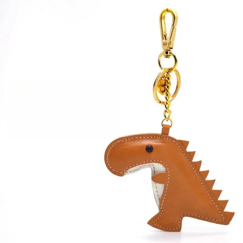 Nordic - Style Lucky Dino Leather Bag Charm – Handmade Full - Grain Leather Keychain | Year of the Dragon Zodiac Charm | Bookmark & Handbag Pendant - shewearing