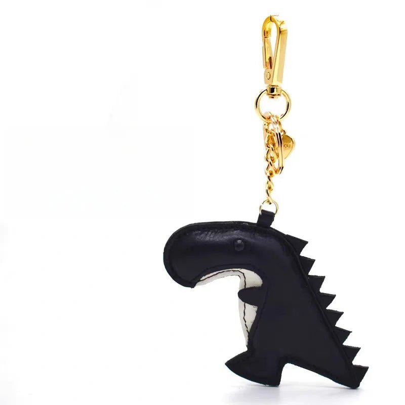 Nordic - Style Lucky Dino Leather Bag Charm – Handmade Full - Grain Leather Keychain | Year of the Dragon Zodiac Charm | Bookmark & Handbag Pendant - shewearing