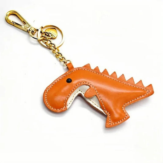 Nordic - Style Lucky Dino Leather Bag Charm – Handmade Full - Grain Leather Keychain | Year of the Dragon Zodiac Charm | Bookmark & Handbag Pendant - shewearing