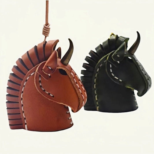 Nordic Unicorn Bag Charm – Genuine Leather Keychain Accessory, Handcrafted Cowhide, Unique Bookmark Design, Creative Gift for Her - shewearing