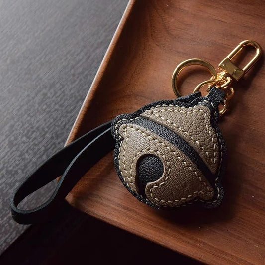 Nostalgic Bell - Shaped Leather Bag Charm – Handmade Full - Grain Goatskin Keychain | Cute Ornament for Purse | Whimsical Childhood - Inspired Gift - shewearing