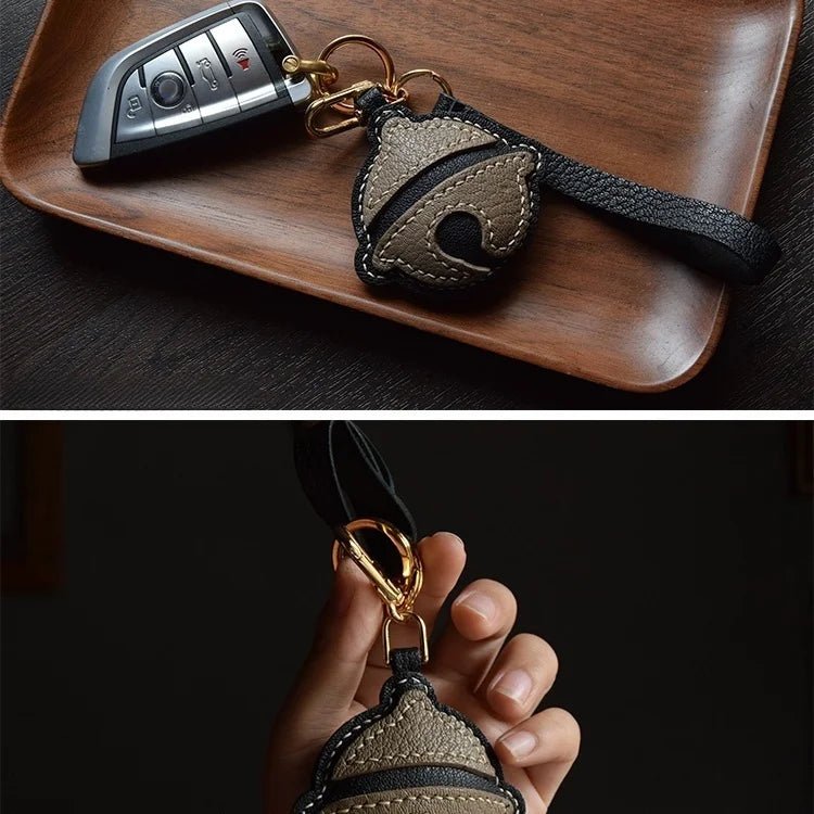 Nostalgic Bell - Shaped Leather Bag Charm – Handmade Full - Grain Goatskin Keychain | Cute Ornament for Purse | Whimsical Childhood - Inspired Gift - shewearing