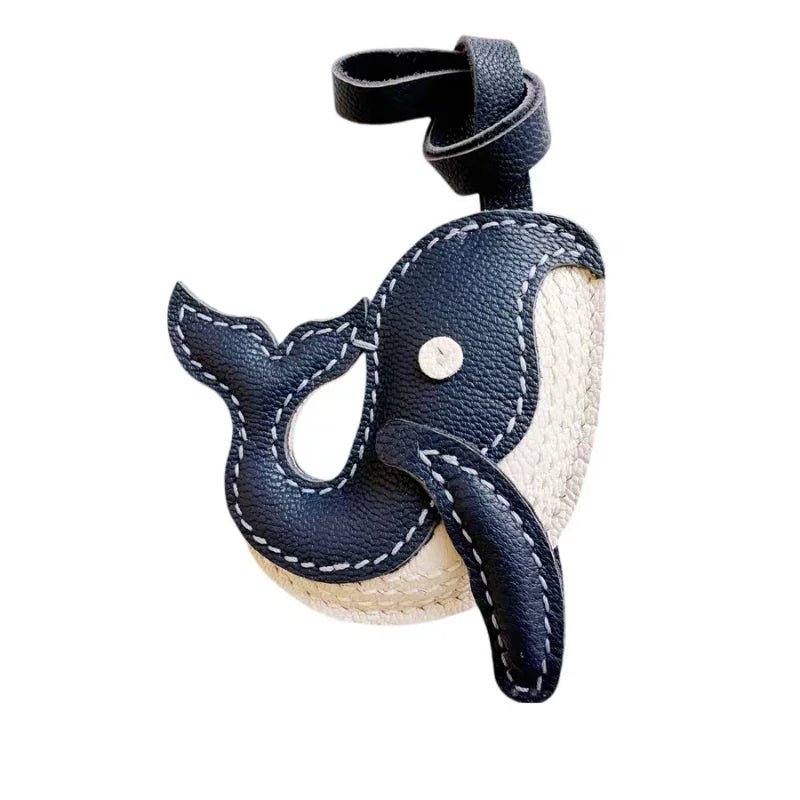 Ocean - Inspired Blue Whale Leather Bag Charm – Handmade Full - Grain Leather | Car Key Accessory | Nautical Gift for Women - shewearing