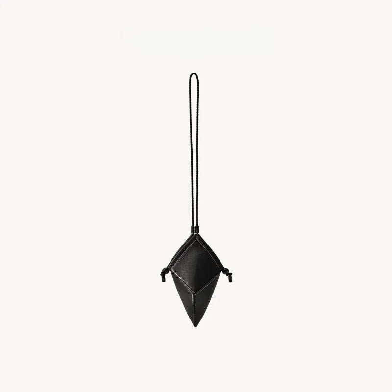 Origami Leather Pouch Charm – Handcrafted Sculptural Bag Accessory | Minimalist Geometric Design | Functional Gift for Modern Aesthetes - shewearing